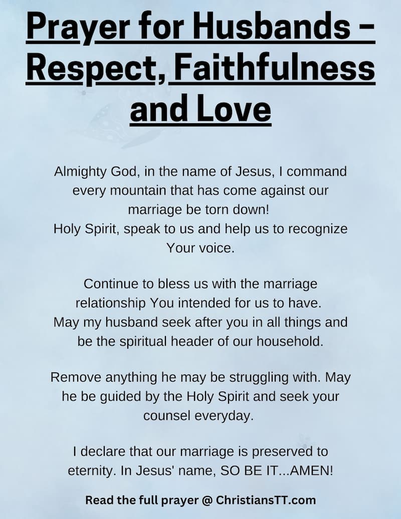 Prayer for Husbands - Respect, Faithfulness and Love