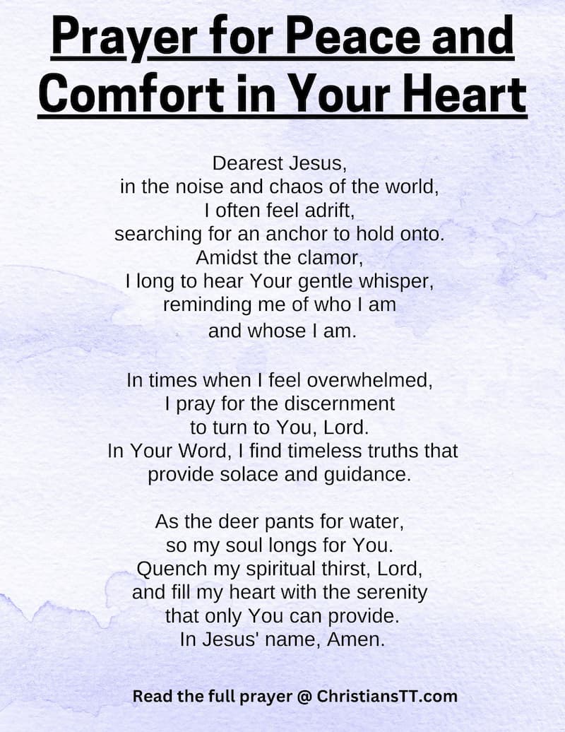 Prayer for Peace and Comfort in Your Heart