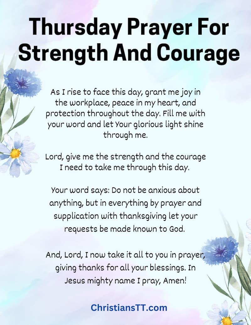 Thursday Prayer For Strength And Courage