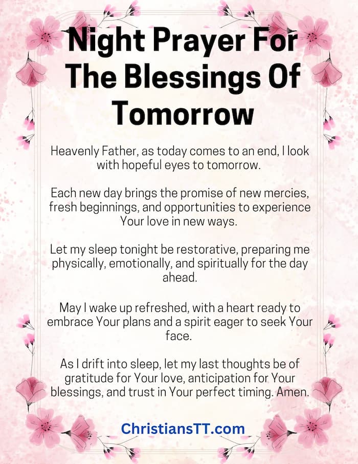 Night Prayer For The Blessings Of Tomorrow