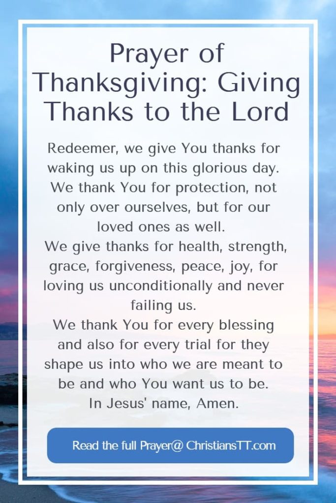 Prayer of Thanksgiving: Giving Thanks to the Lord